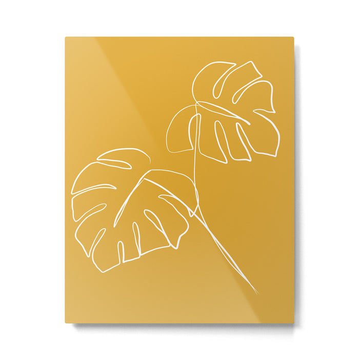Monstera minimal - yellow Metal Print Gallery Image 1