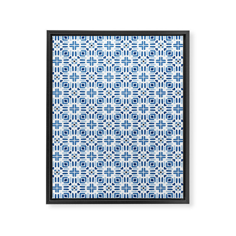 Moroccan patchwork tile - blue Framed Canvas Print Gallery Image 8