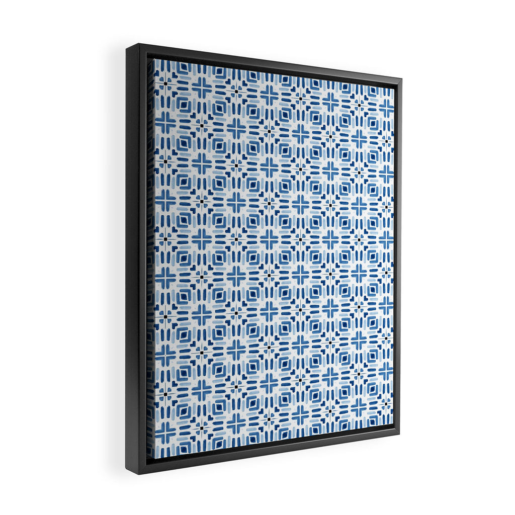 Moroccan patchwork tile - blue Framed Canvas Print Gallery Image 2