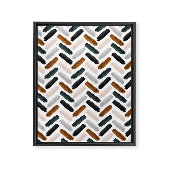 Painted herringbone - neutrals Framed Canvas Print Gallery Image 1
