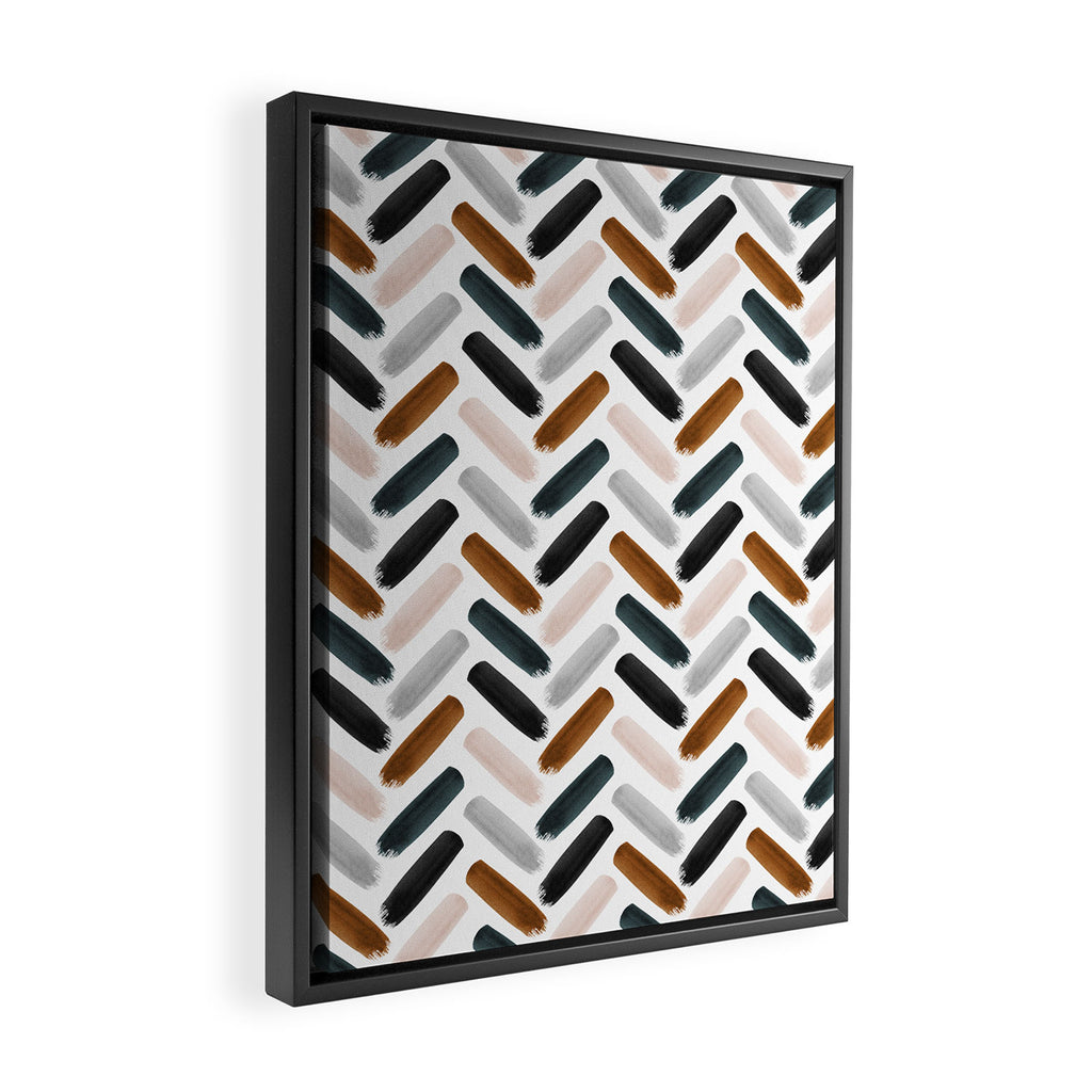 Painted herringbone - neutrals Framed Canvas Print Gallery Image 2