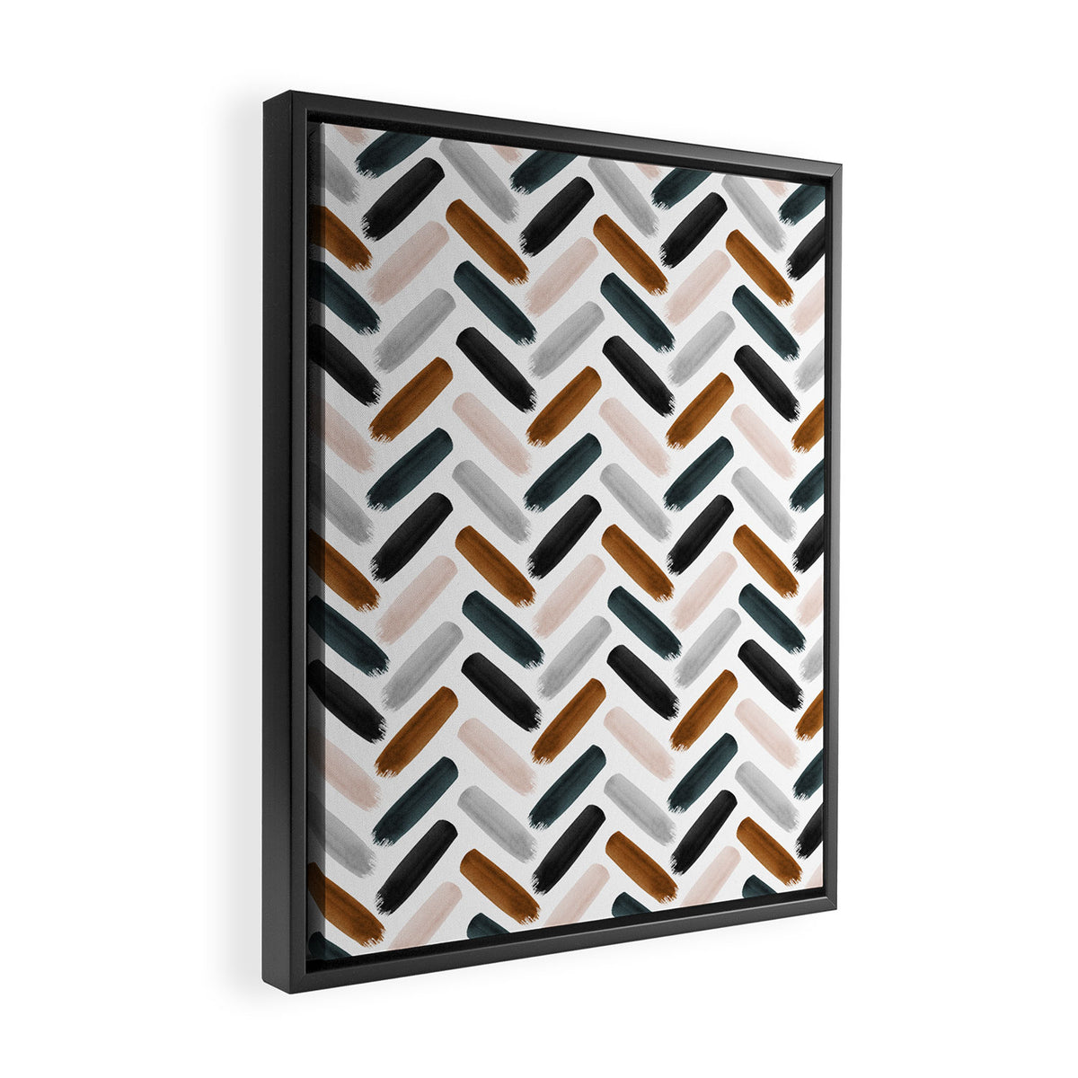 Painted herringbone - neutrals Framed Canvas Print Gallery Image 2