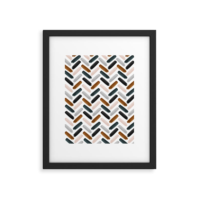Painted herringbone - neutrals Framed Art Print Gallery Image 5