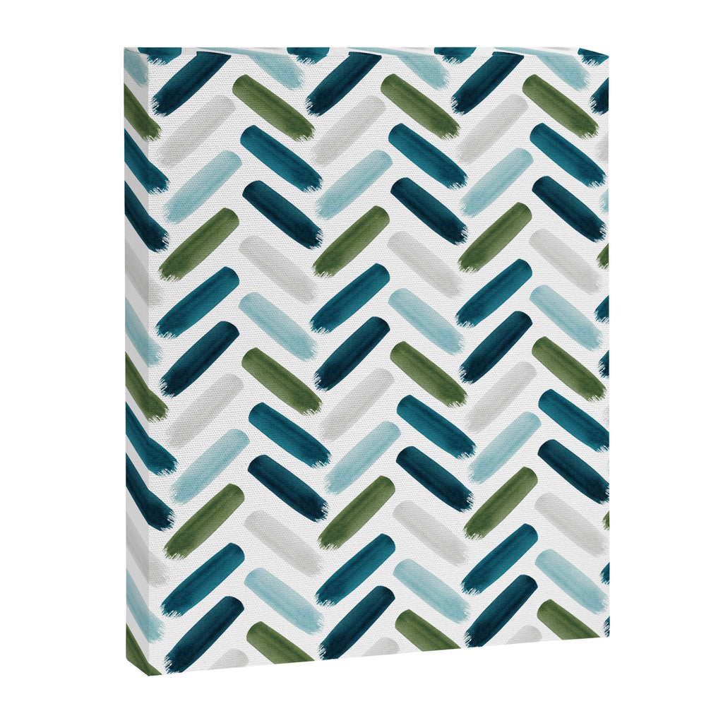 Painted Herringbone - oceanic Canvas Print Gallery Image 8