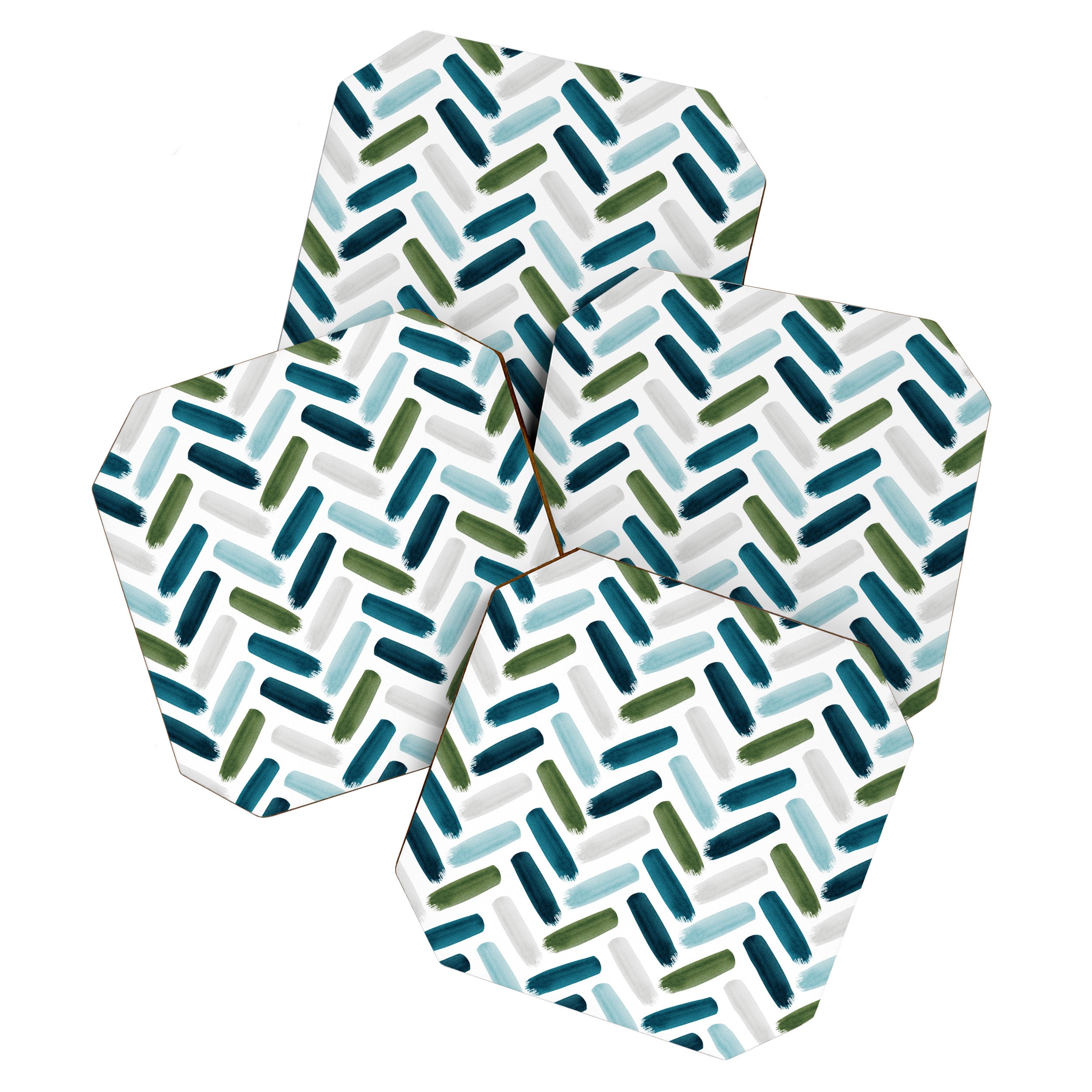Painted Herringbone - oceanic Coaster Gallery Image 1