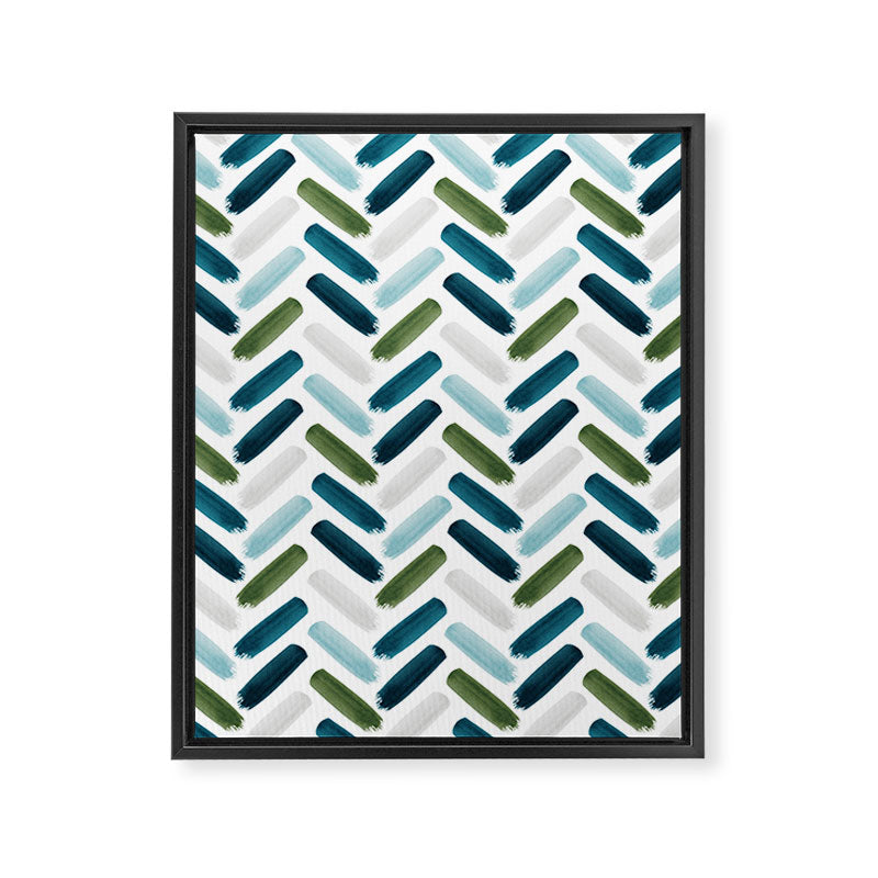 Painted Herringbone - oceanic Framed Canvas Print Gallery Image 8