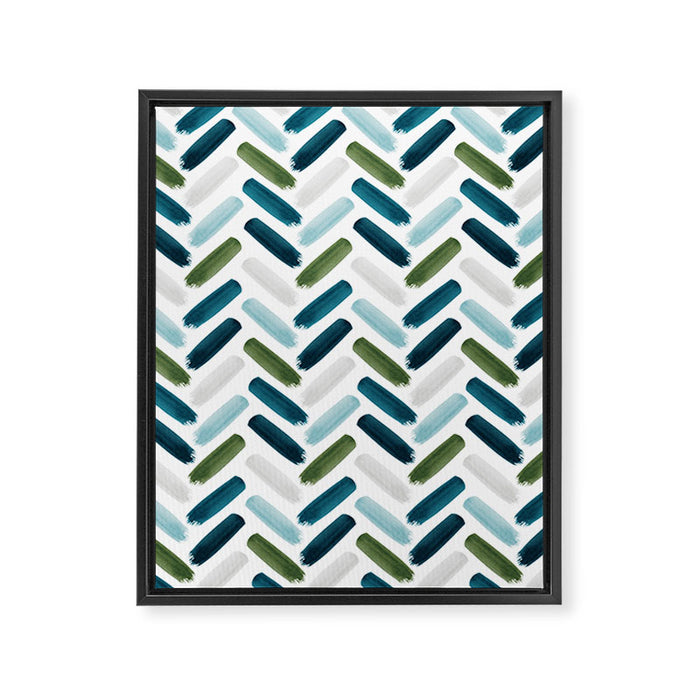 Painted Herringbone - oceanic Framed Canvas Print Gallery Image 1