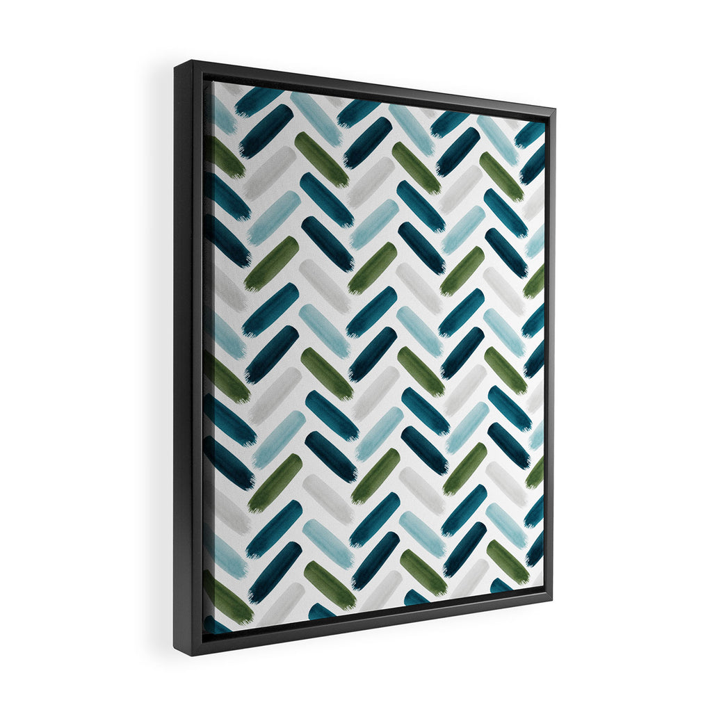Painted Herringbone - oceanic Framed Canvas Print Gallery Image 2
