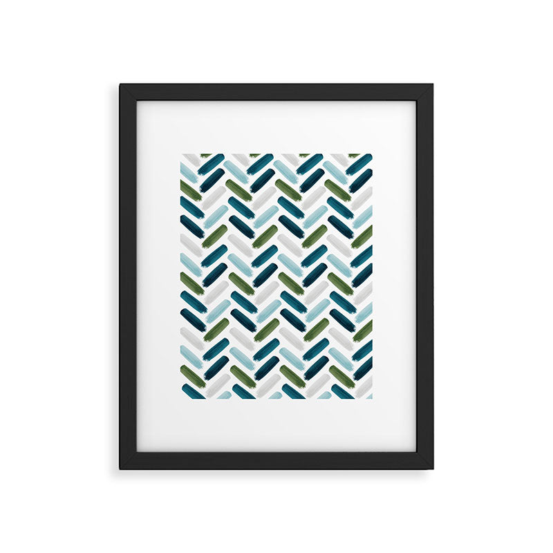 Painted Herringbone - oceanic Framed Art Print Gallery Image 6