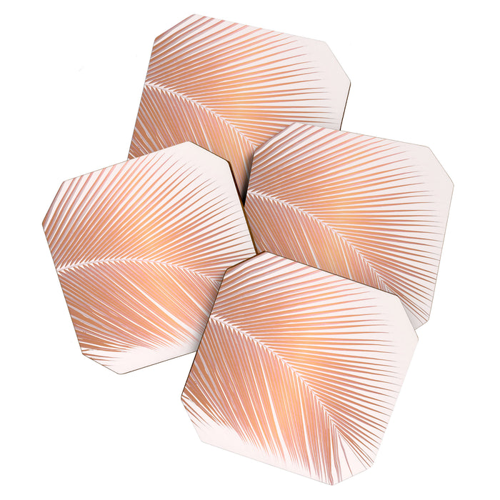 Palm leaf - copper pink Coaster Gallery Image 1