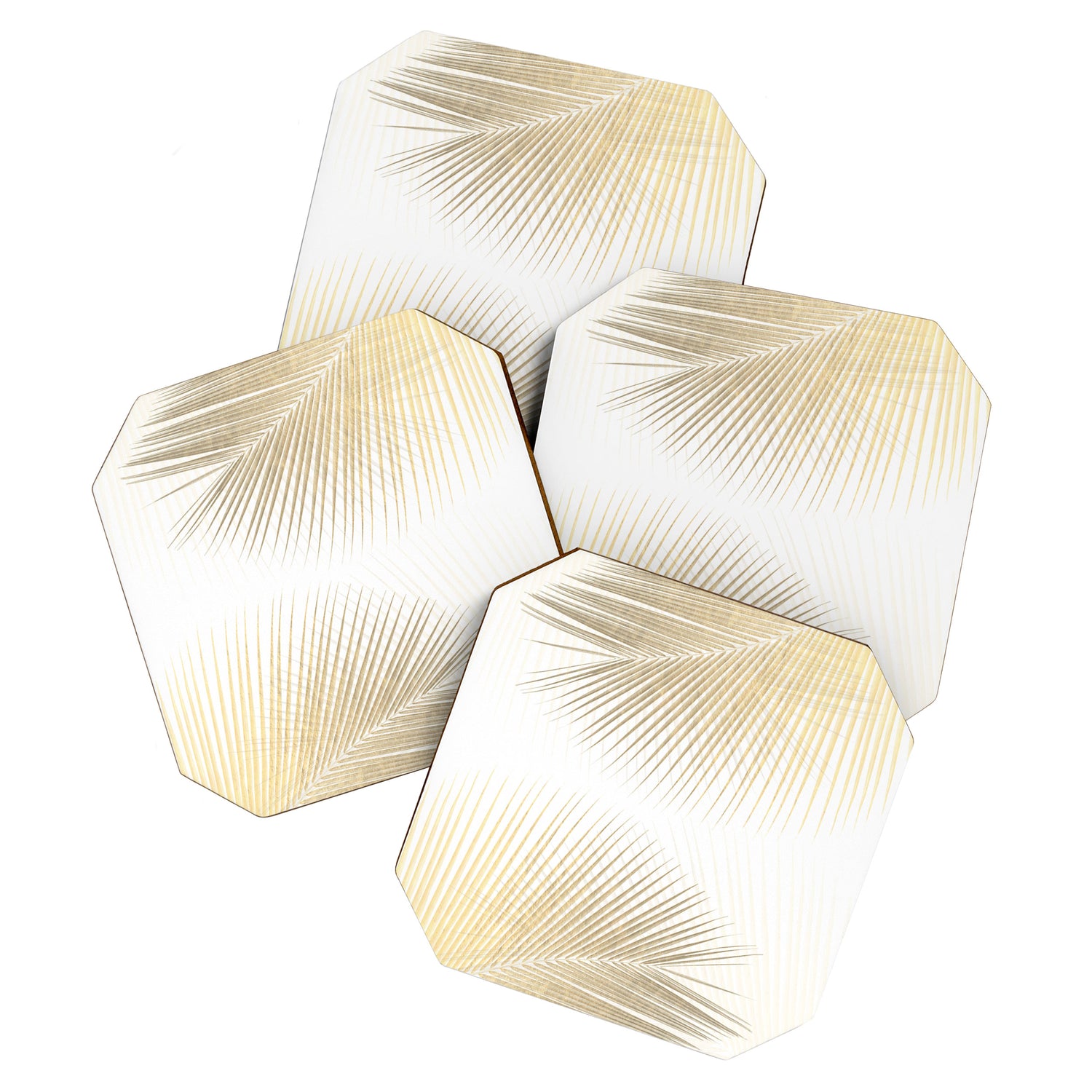 Palm leaf synchronicity - gold Coaster Gallery Image 1