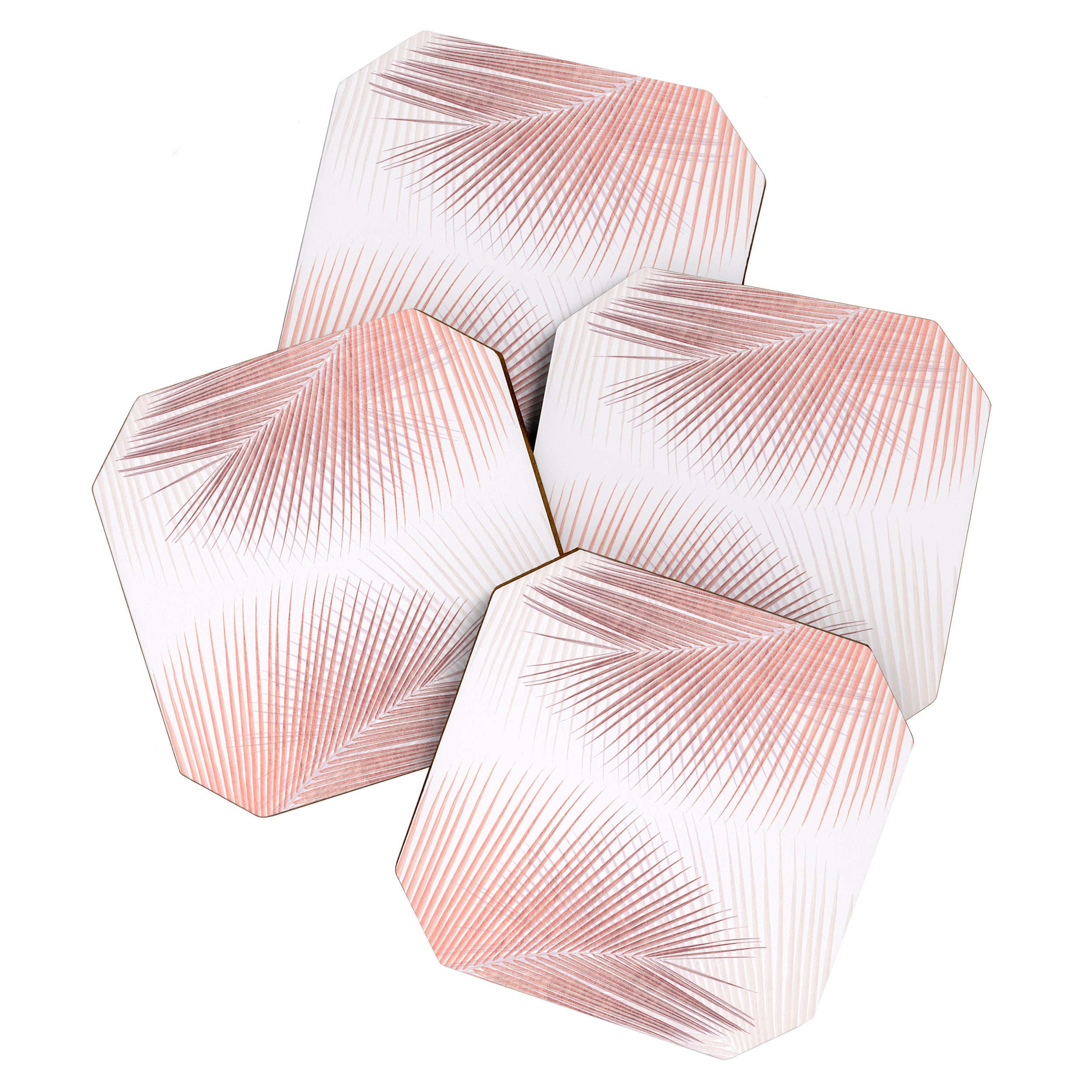 Palm leaf synchronicity - rose gold Coaster Gallery Image 1