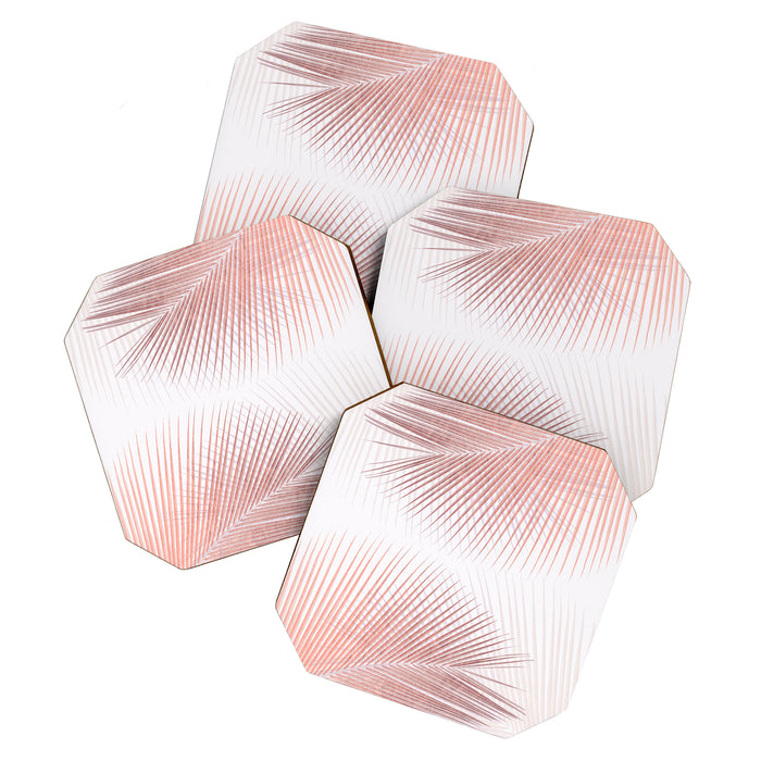 Palm leaf synchronicity - rose gold Coaster Gallery Image 1