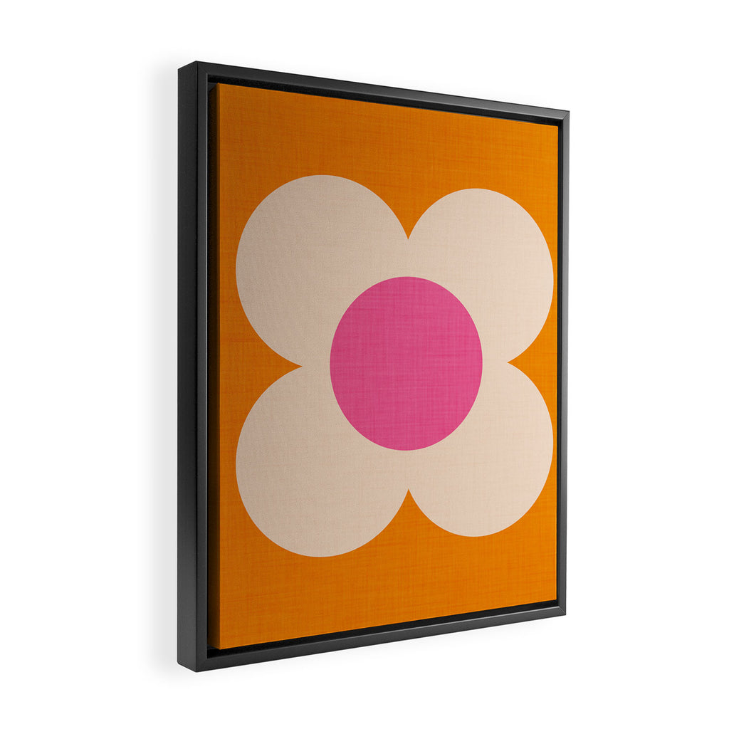 Retro Blossom - orange pink Framed Canvas Print Gallery Image 2