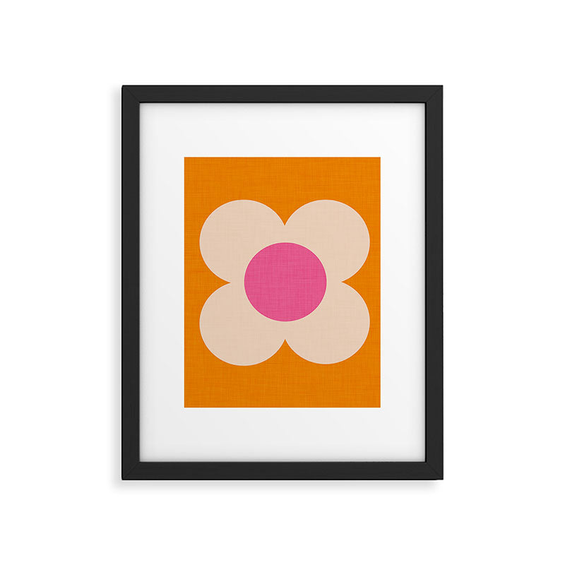Retro Blossom - orange pink Framed Art Print Gallery Image 6
