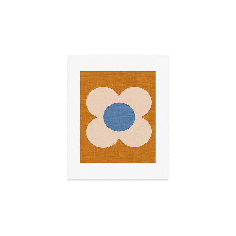Retro Blossom - tangerine blue Art Print Gallery Image 1