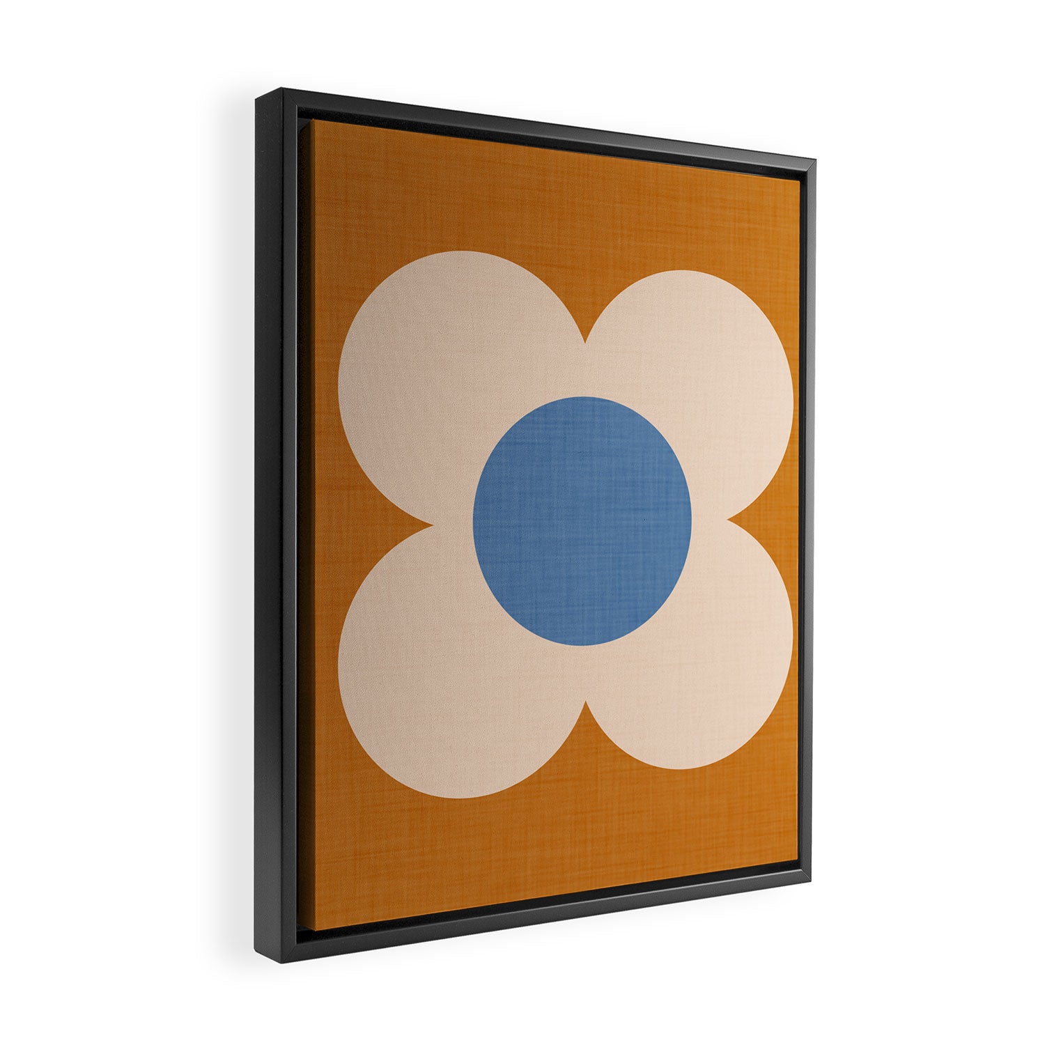 Retro Blossom - tangerine blue Framed Canvas Print Gallery Image 2