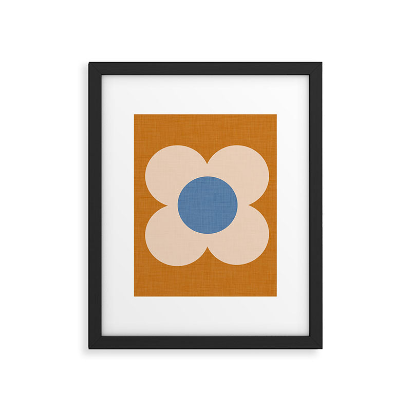 Retro Blossom - tangerine blue Framed Art Print Gallery Image 6