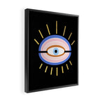 Retro evil eye - black & gold Framed Canvas Print Gallery Image 2