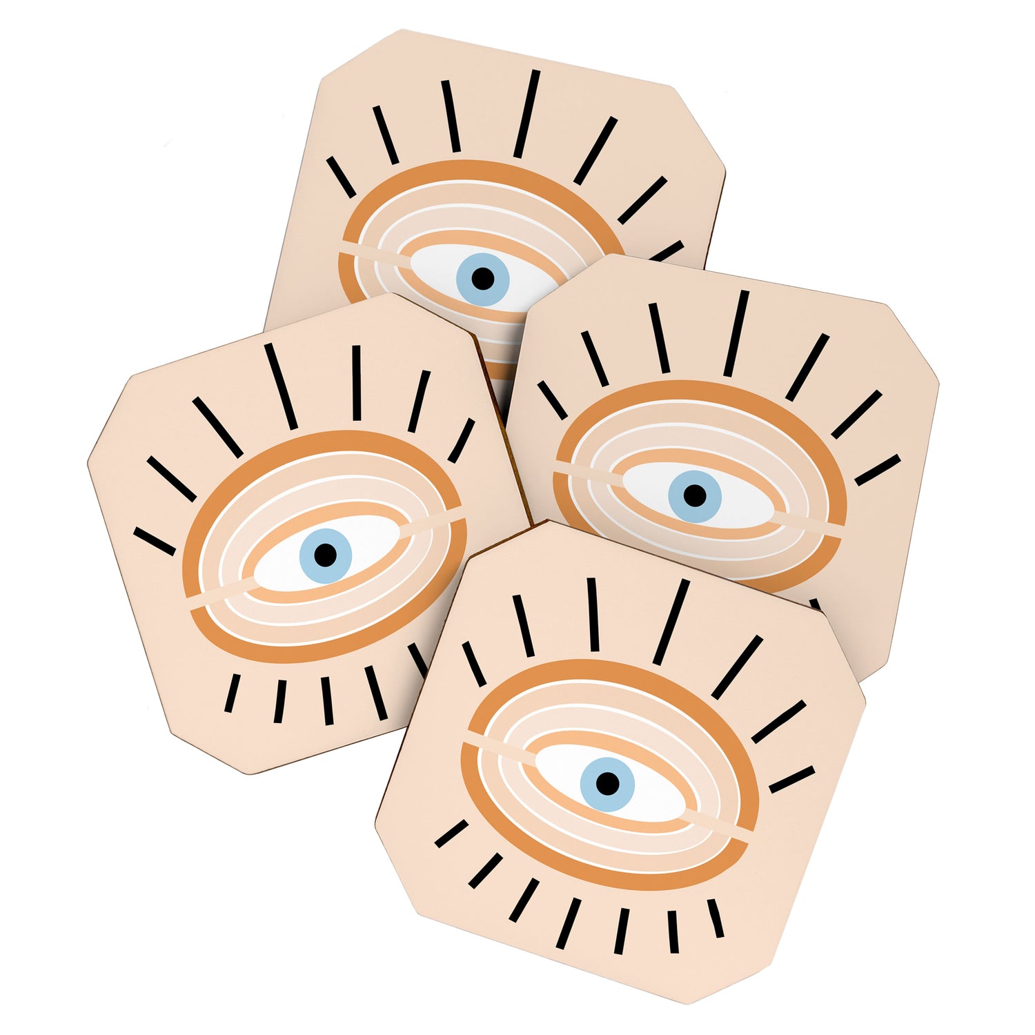 Retro evil eye - earthy Coaster Gallery Image 1