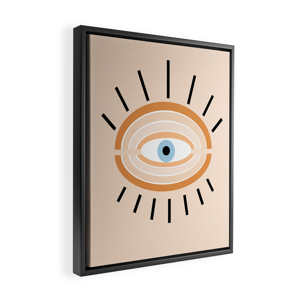 Retro evil eye - earthy Framed Canvas Print Gallery Image 2