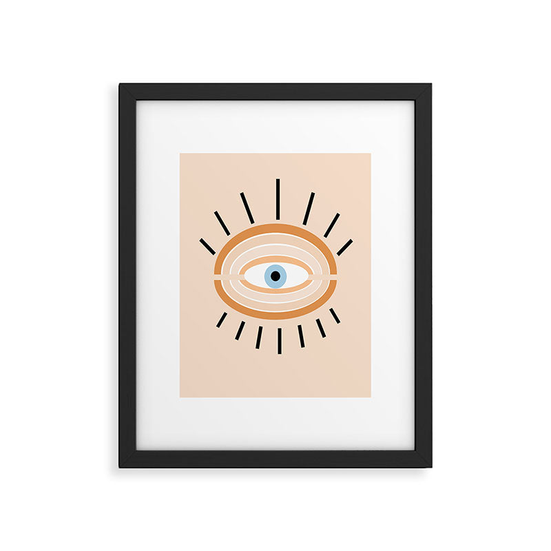 Retro evil eye - earthy Framed Art Print Gallery Image 6