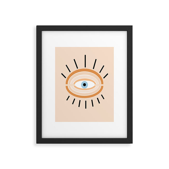 Retro evil eye - earthy Framed Art Print Gallery Image 1