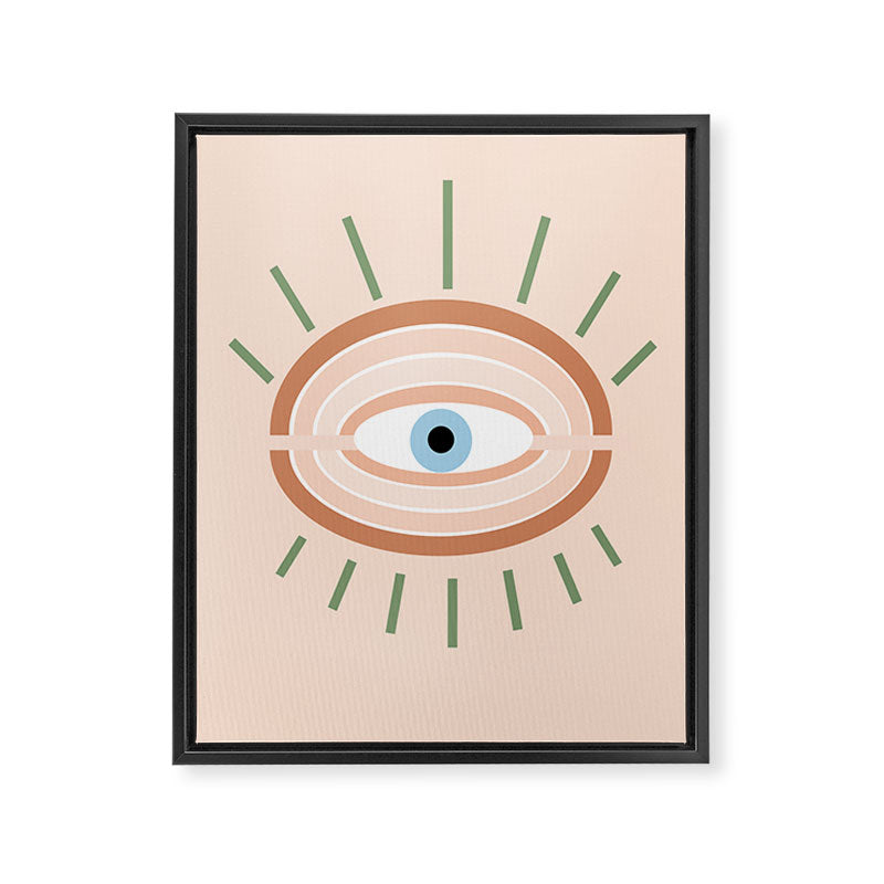Retro evil eye - neutrals Framed Canvas Print Gallery Image 8