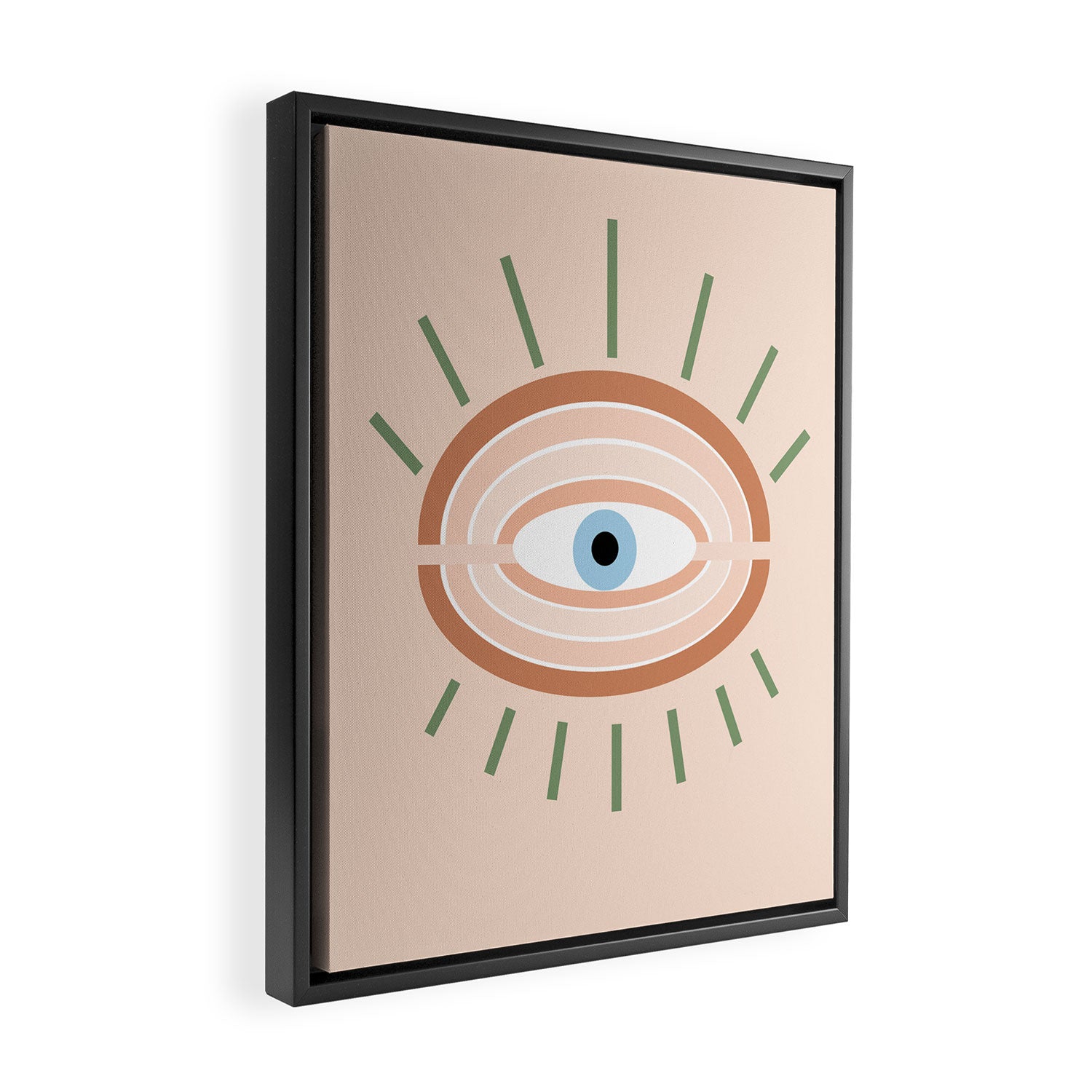 Retro evil eye - neutrals Framed Canvas Print Gallery Image 2