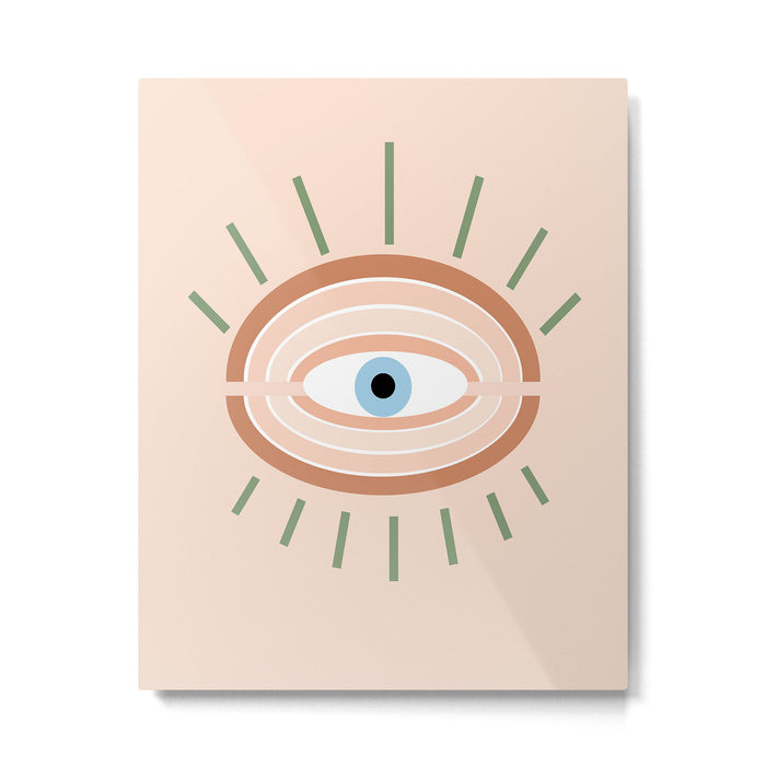Retro evil eye - neutrals Metal Print Gallery Image 1