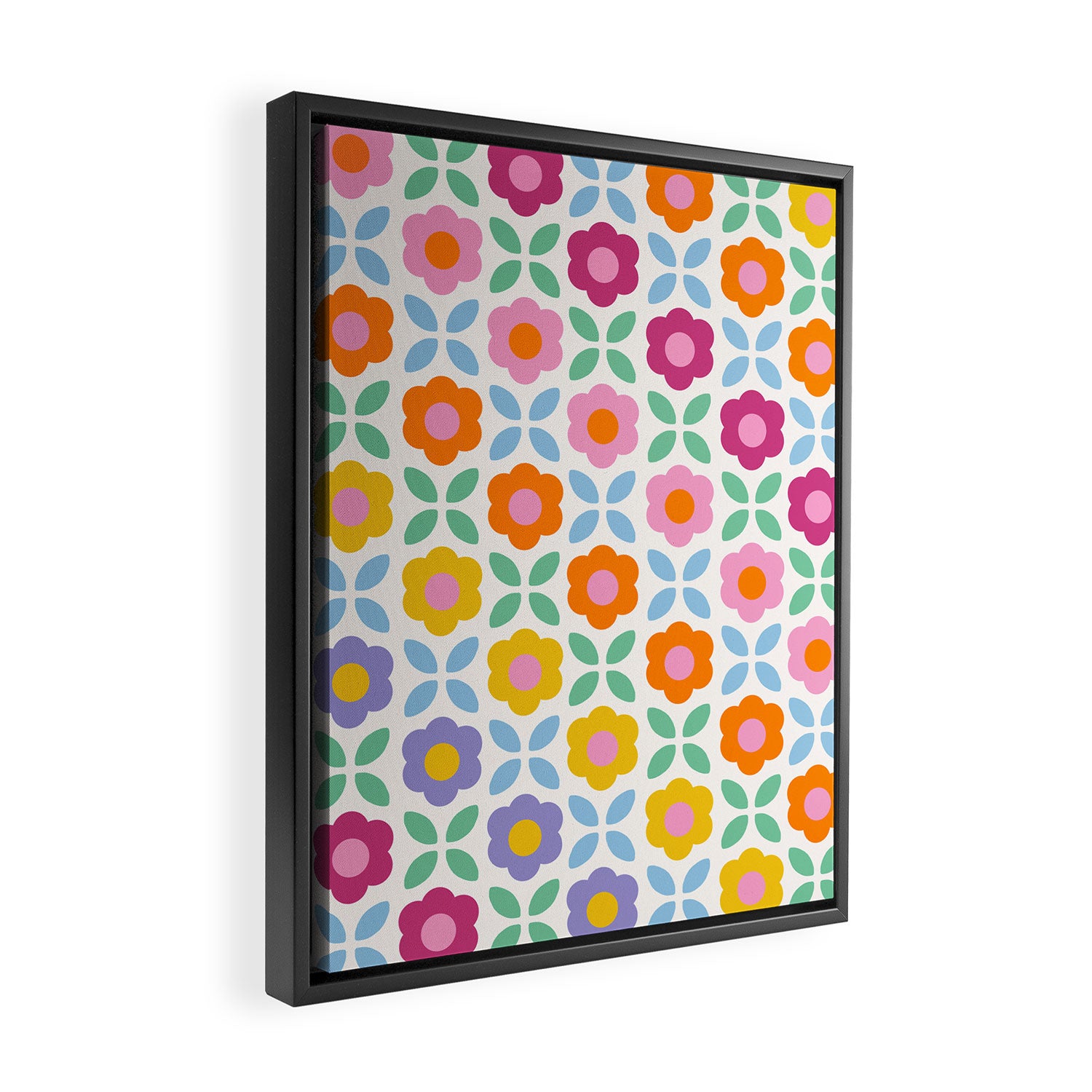 Retro Flower Pattern #2  Framed Canvas Print Gallery Image 2