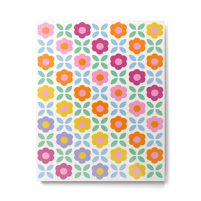 Retro Flower Pattern #2  Metal Print Gallery Image 1