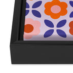 Retro Flower Pattern - orange periwinkle Framed Canvas Print Gallery Image 3