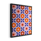 Retro Flower Pattern - orange periwinkle Framed Canvas Print Gallery Image 2
