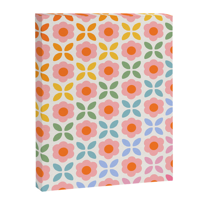 Retro Flower Pattern - rainbow Canvas Print Gallery Image 1