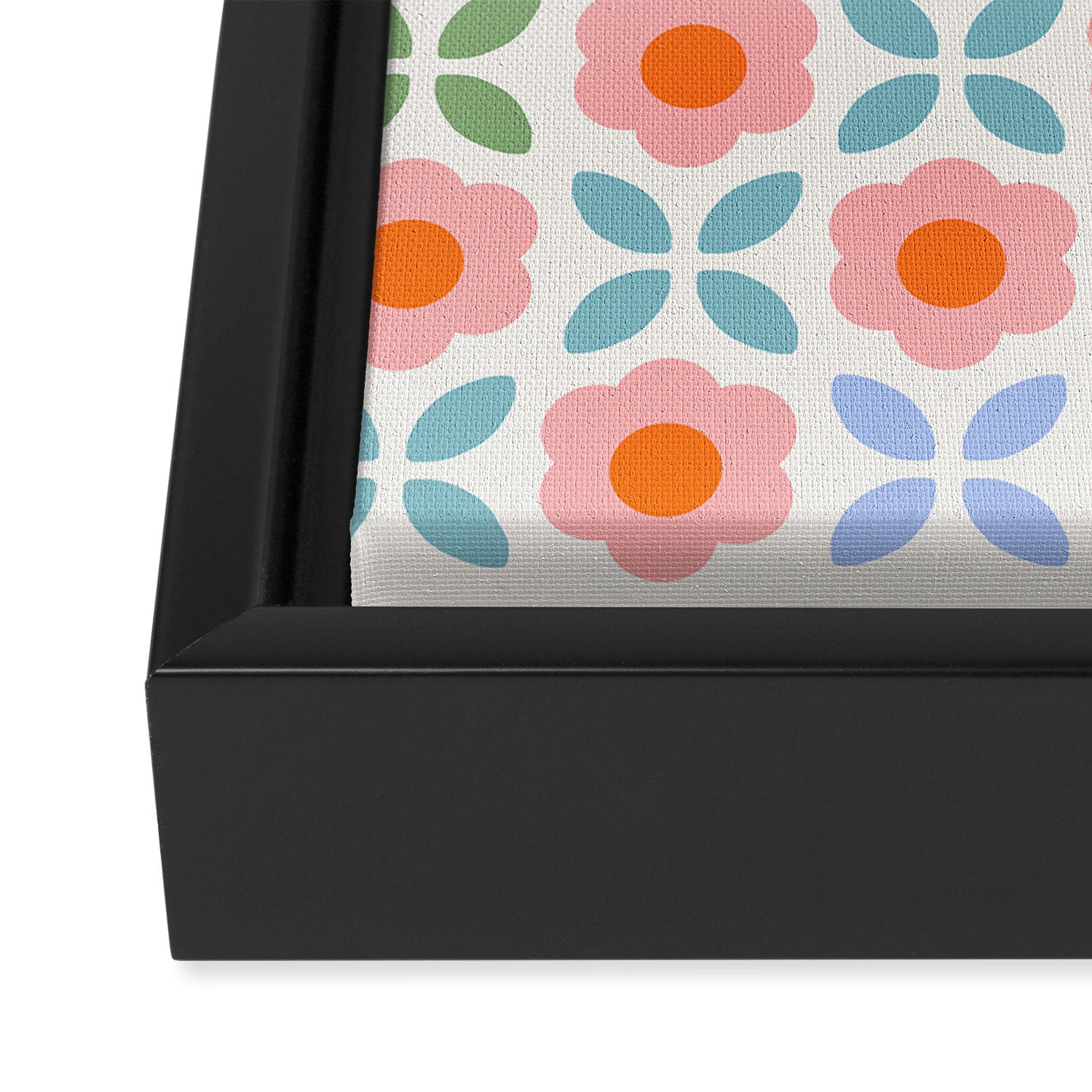 Retro Flower Pattern - rainbow Framed Canvas Print Gallery Image 3