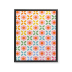Retro Flower Pattern - rainbow Framed Canvas Print Gallery Image 6