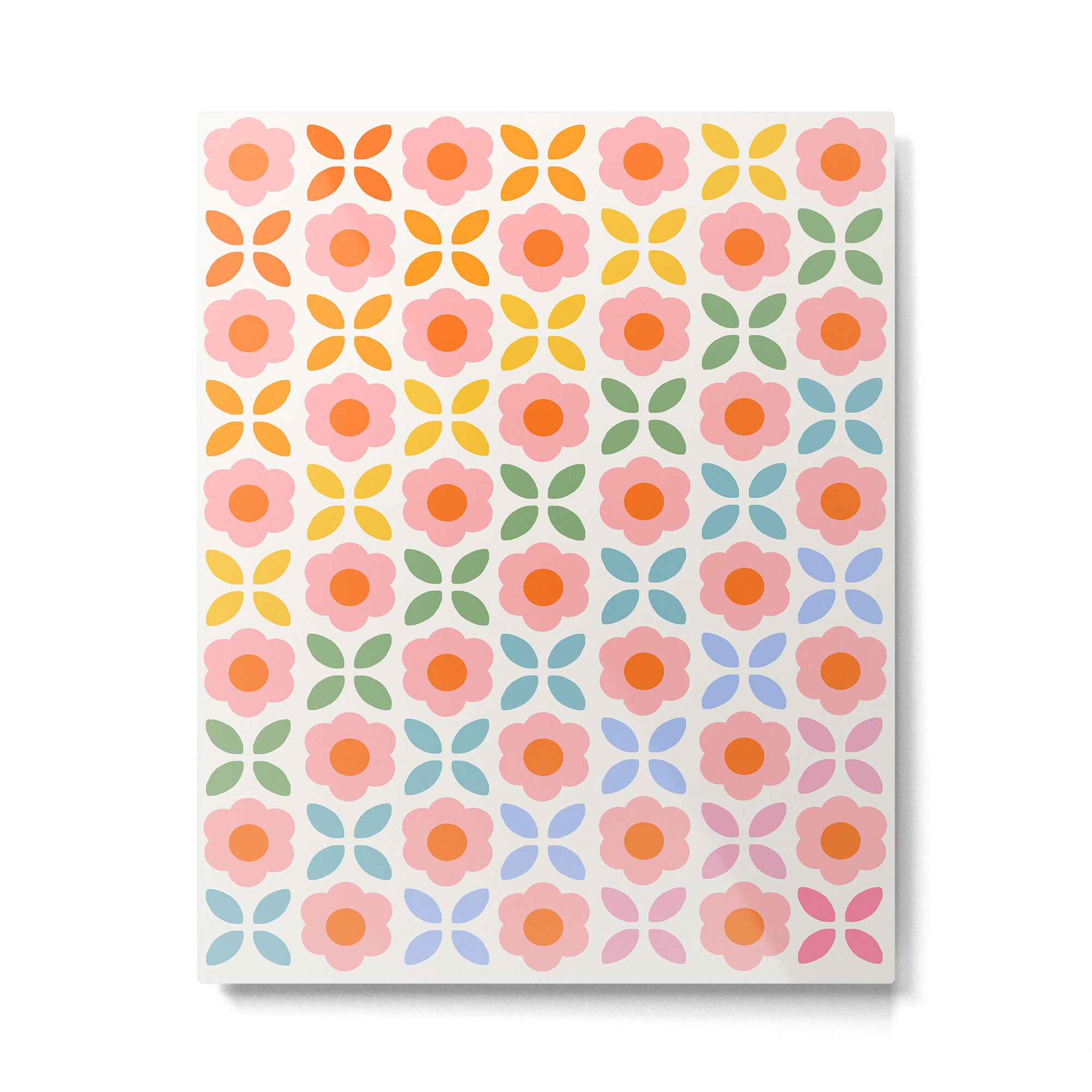 Retro Flower Pattern - rainbow Metal Print Gallery Image 4
