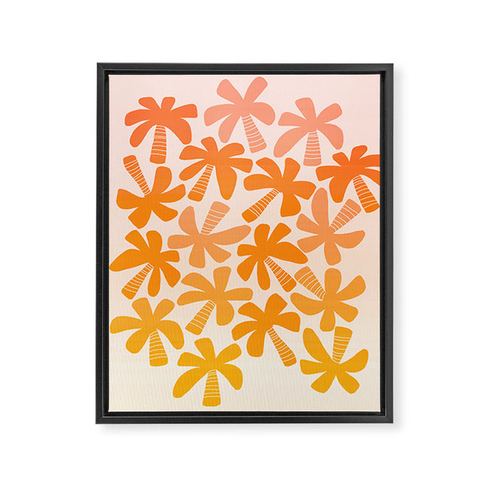 Retro Palms - ombre sunset Framed Canvas Print Gallery Image 1