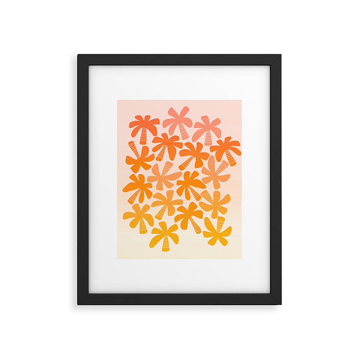 Retro Palms - ombre sunset Framed Art Print Gallery Image 1