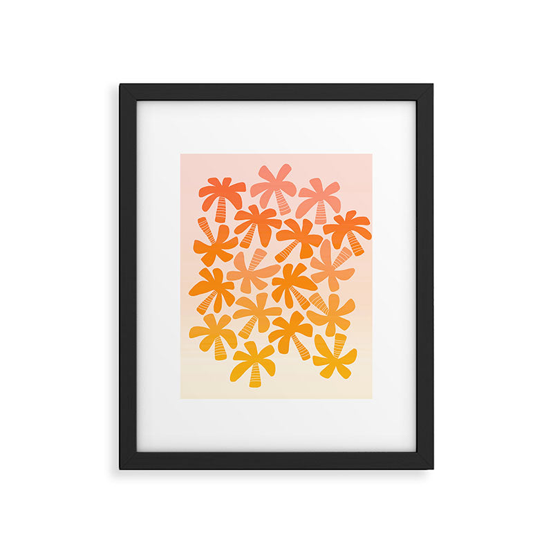 Retro Palms - ombre sunset Framed Art Print Gallery Image 4