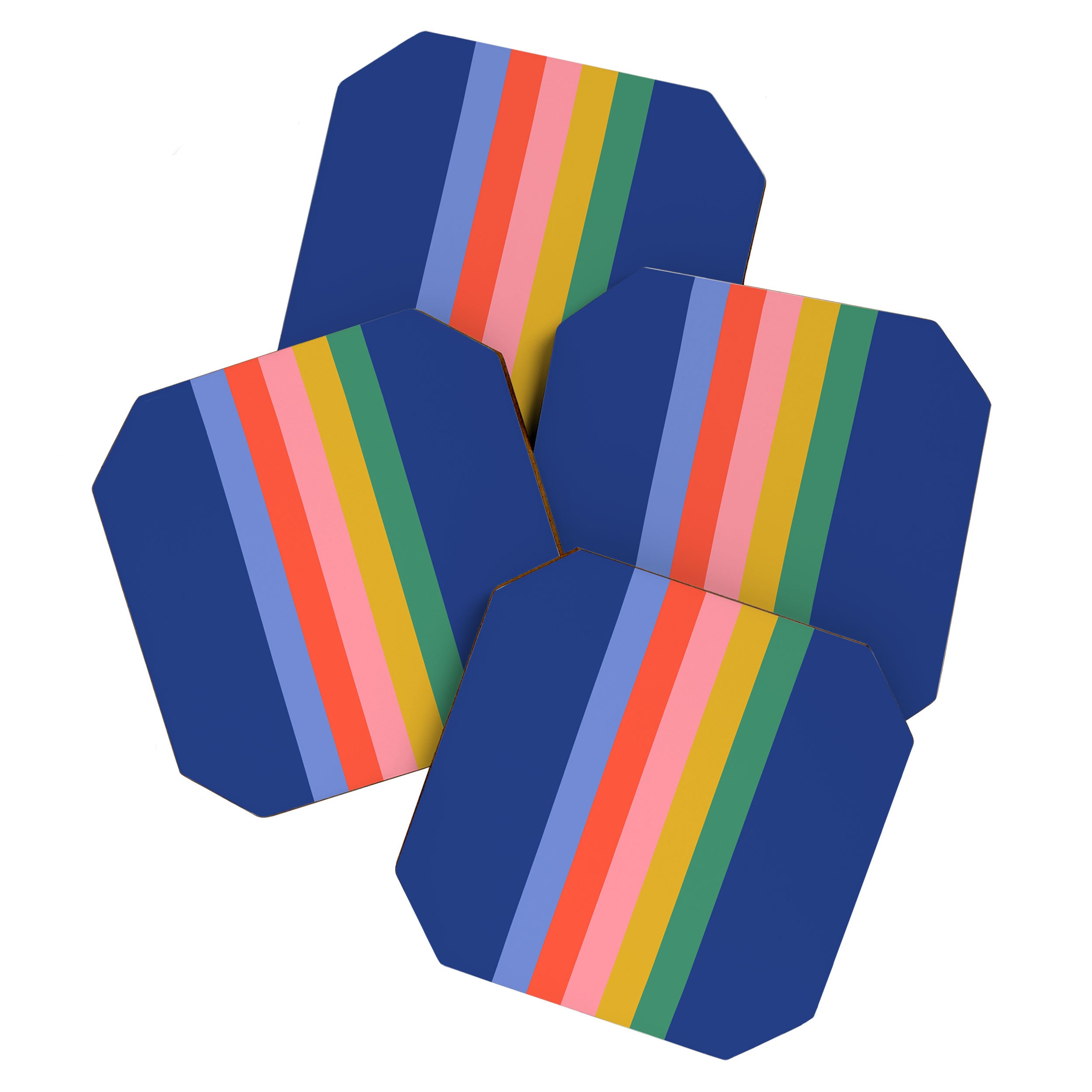 Retro Stripes - blue Coaster Gallery Image 1