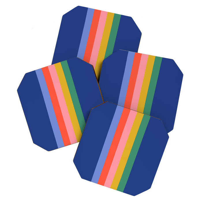 Retro Stripes - blue Coaster Gallery Image 1