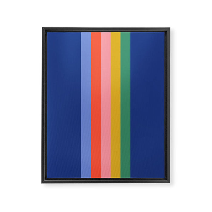 Retro Stripes - blue Framed Canvas Print Gallery Image 1