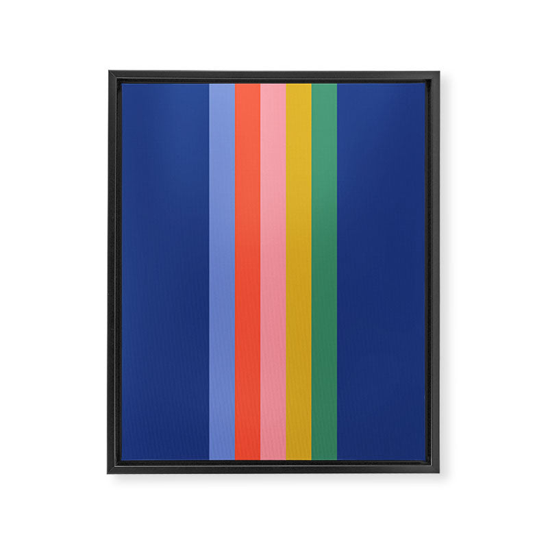 Retro Stripes - blue Framed Canvas Print Gallery Image 6