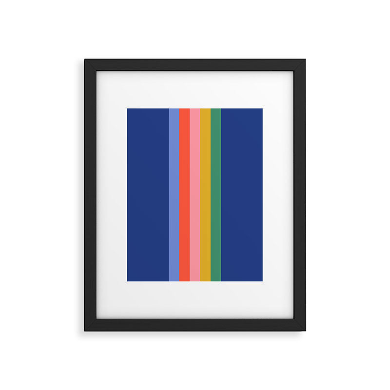 Retro Stripes - blue Framed Art Print Gallery Image 5