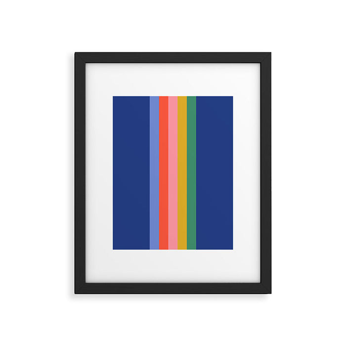 Retro Stripes - blue Framed Art Print Gallery Image 1