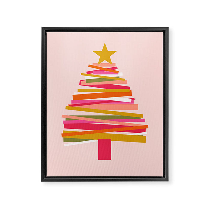 Ribbon Christmas Tree - candy Framed Canvas Print Gallery Image 1