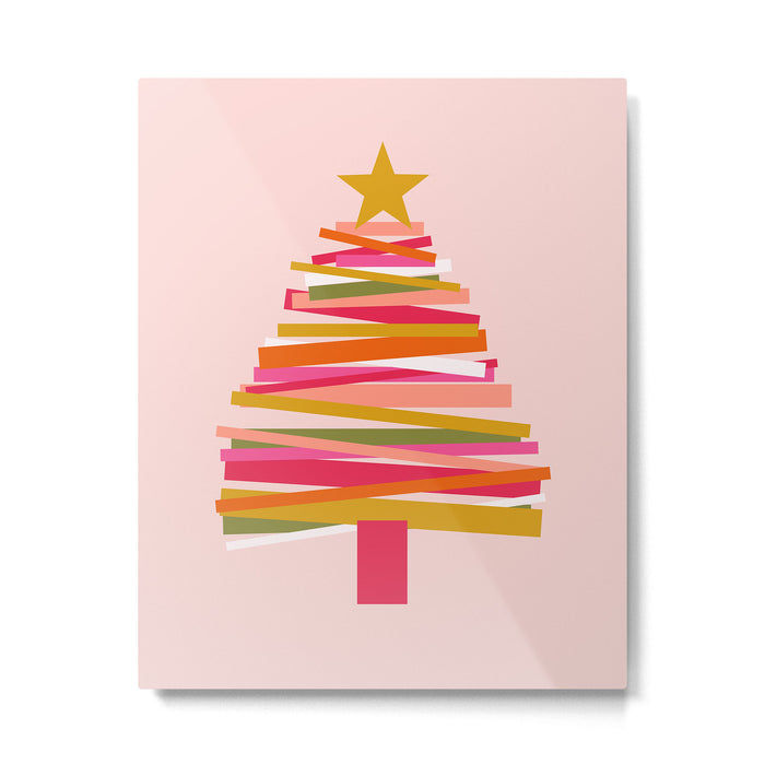 Ribbon Christmas Tree - candy Metal Print Gallery Image 1