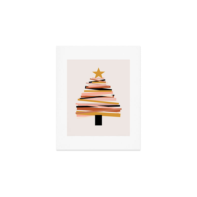 Ribbon Christmas Tree - neutrals Art Print Gallery Image 1